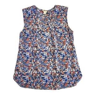 J. Crew Blue and Red Floral Sleeveless Top